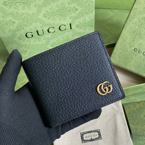 Gucci Men Womens Purses Wallets Luxury Brand Black Leather GG Marmont leather bi-fold wallet with Original Box 428726 DJ20T 1000