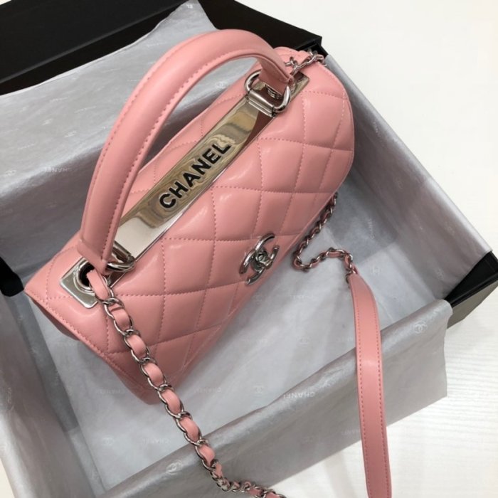 Chanel Womens Shoulder Bags Luxury Brand with Original Box Small Flap Bag With Top Handle Lambskin & Silver-Tone Metal
