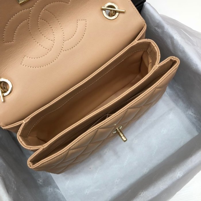 Chanel Womens Shoulder Bags Luxury Brand with Original Box Small Flap Bag With Top Handle Lambskin & Gold-Tone Metal