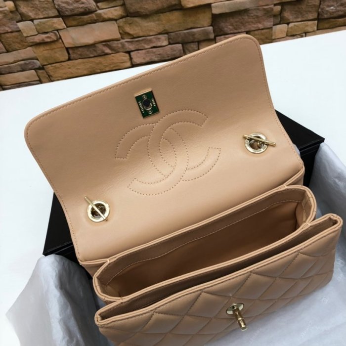 Chanel Womens Shoulder Bags Luxury Brand with Original Box Small Flap Bag With Top Handle Lambskin & Gold-Tone Metal
