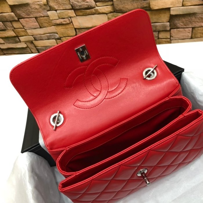 Chanel Womens Shoulder Bags Luxury Brand with Original Box Small Flap Bag With Top Handle Lambskin & Silver-Tone Metal