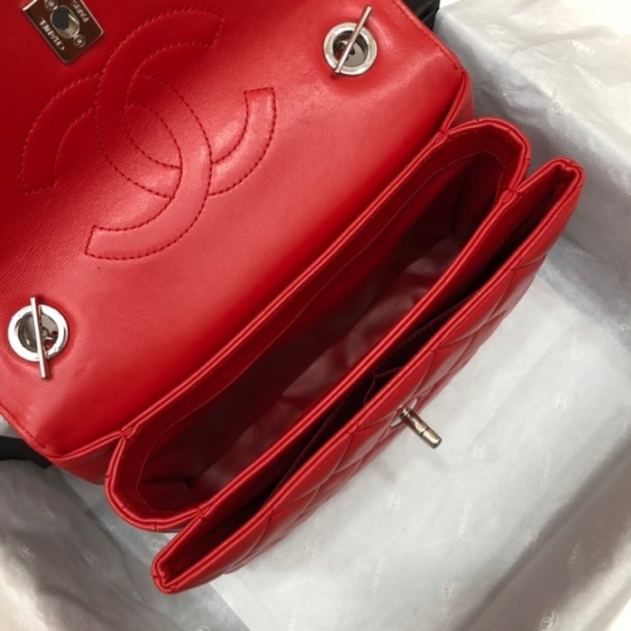 Chanel Womens Shoulder Bags Luxury Brand with Original Box Small Flap Bag With Top Handle Lambskin & Silver-Tone Metal