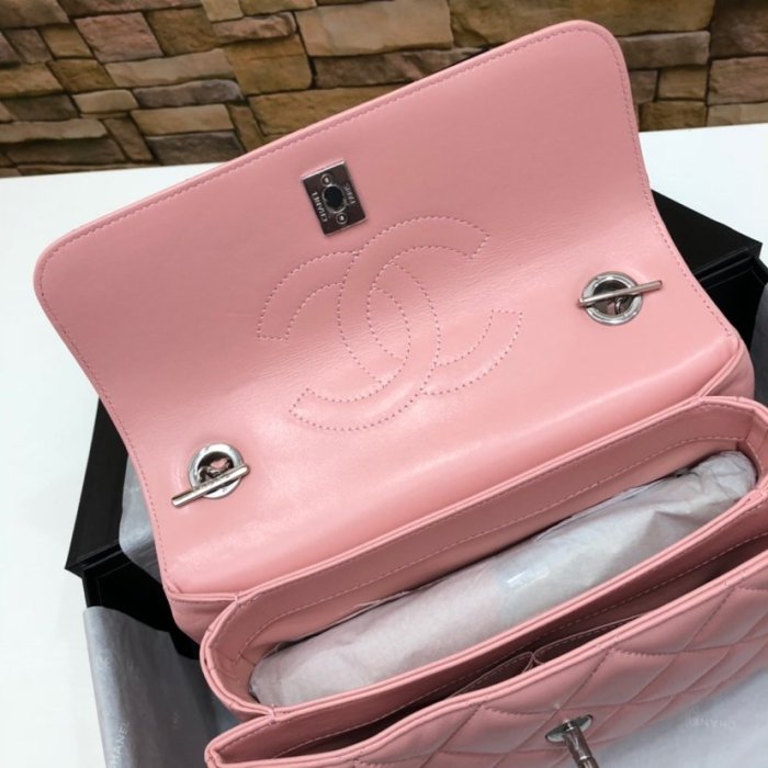 Chanel Womens Shoulder Bags Luxury Brand with Original Box Small Flap Bag With Top Handle Lambskin & Silver-Tone Metal