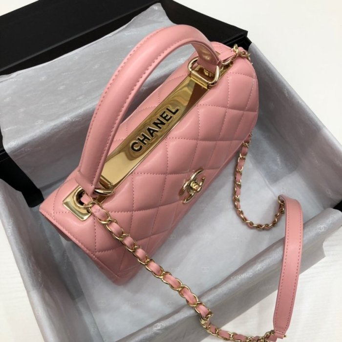 Chanel Womens Shoulder Bags Luxury Brand with Original Box Small Flap Bag With Top Handle Lambskin & Gold-Tone Metal