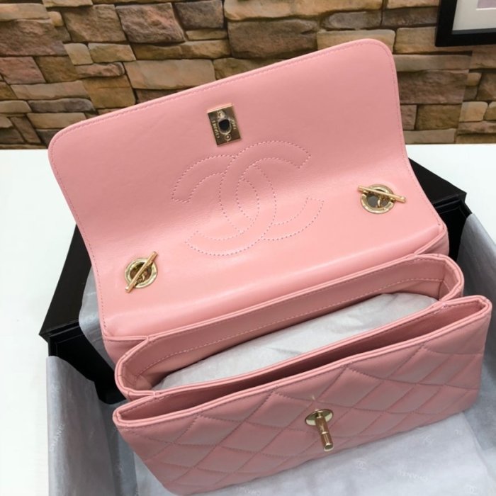 Chanel Womens Shoulder Bags Luxury Brand with Original Box Small Flap Bag With Top Handle Lambskin & Gold-Tone Metal