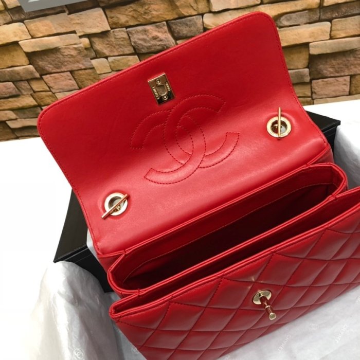 Chanel Womens Shoulder Bags Luxury Brand with Original Box Small Flap Bag With Top Handle Lambskin & Gold-Tone Metal