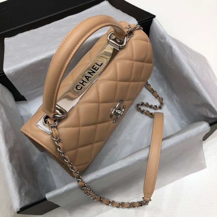 Chanel Womens Shoulder Bags Luxury Brand with Original Box Small Flap Bag With Top Handle Lambskin & Silver-Tone Metal