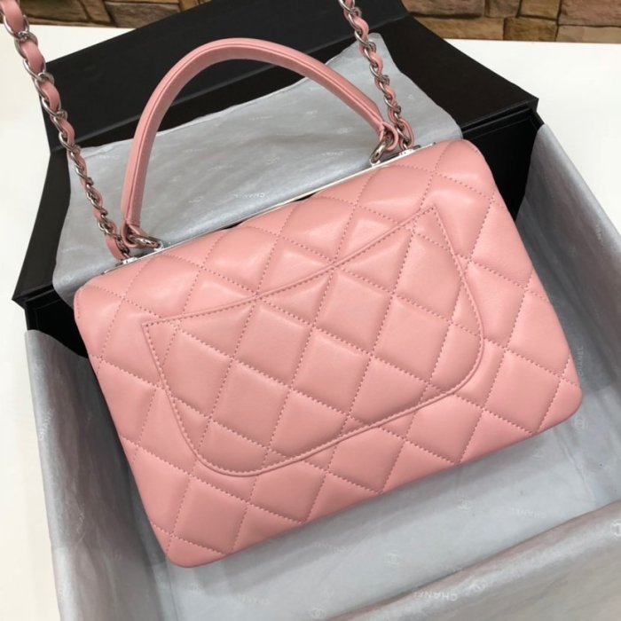 Chanel Womens Shoulder Bags Luxury Brand with Original Box Small Flap Bag With Top Handle Lambskin & Silver-Tone Metal