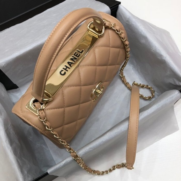 Chanel Womens Shoulder Bags Luxury Brand with Original Box Small Flap Bag With Top Handle Lambskin & Gold-Tone Metal