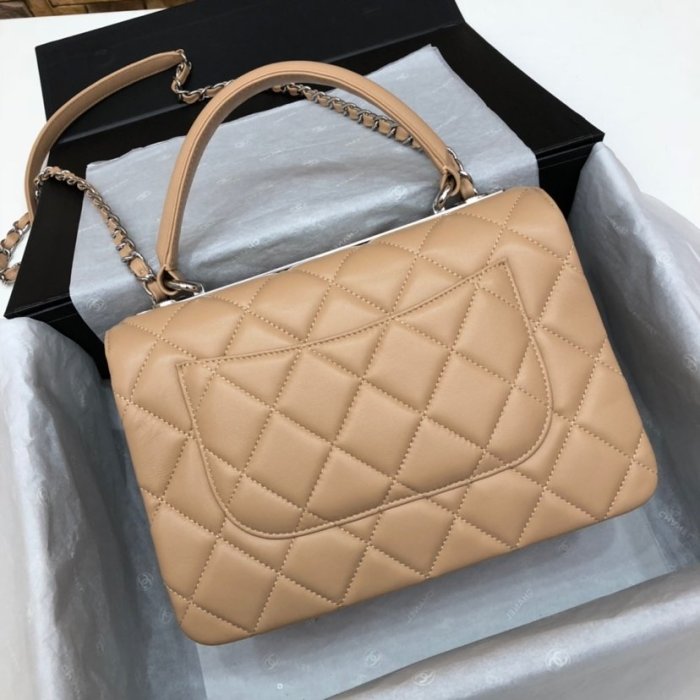 Chanel Womens Shoulder Bags Luxury Brand with Original Box Small Flap Bag With Top Handle Lambskin & Silver-Tone Metal