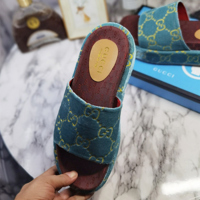 Gucci Mens Shoes Sandals Slides Slippers Luxury Brand Thick Sole Design with Original Box