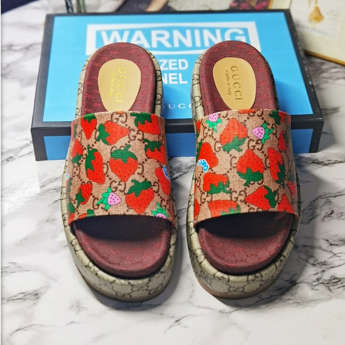 Gucci Mens Shoes Sandals Slides Slippers Luxury Brand Thick Sole Design with Original Box