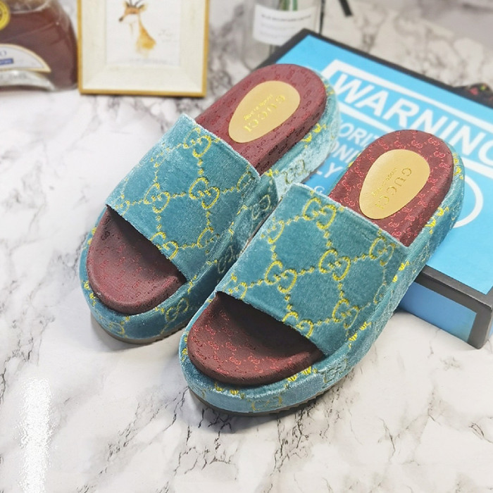 Gucci Mens Shoes Sandals Slides Slippers Luxury Brand Thick Sole Design with Original Box