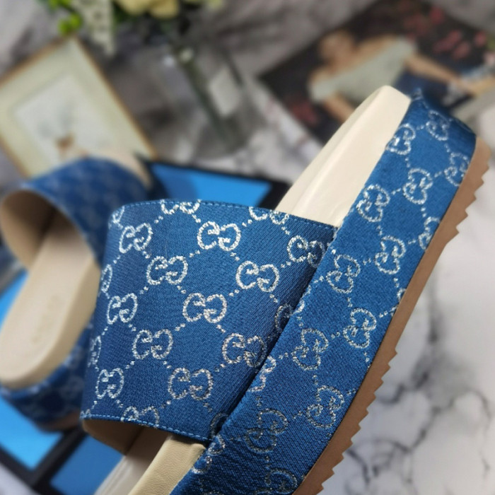 Gucci Mens Shoes Sandals Slides Slippers Luxury Brand Thick Sole Design with Original Box