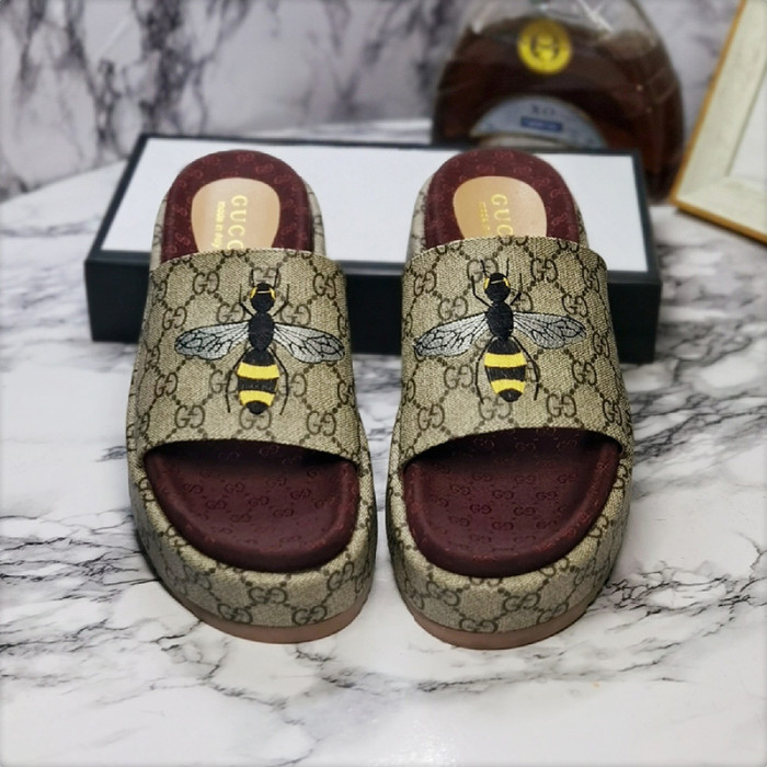 Gucci Mens Shoes Sandals Slides Slippers Luxury Brand Thick Sole Design with Original Box