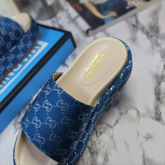 Gucci Mens Shoes Sandals Slides Slippers Luxury Brand Thick Sole Design with Original Box