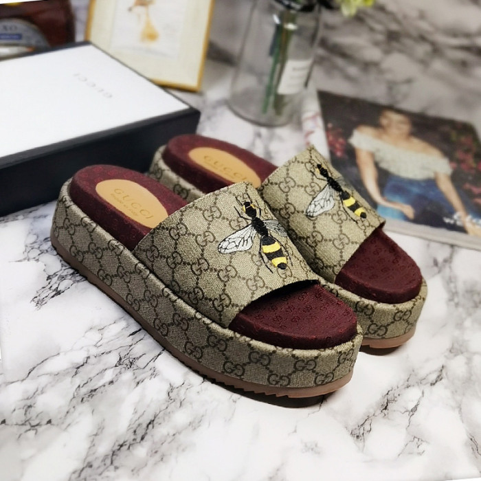 Gucci Mens Shoes Sandals Slides Slippers Luxury Brand Thick Sole Design with Original Box