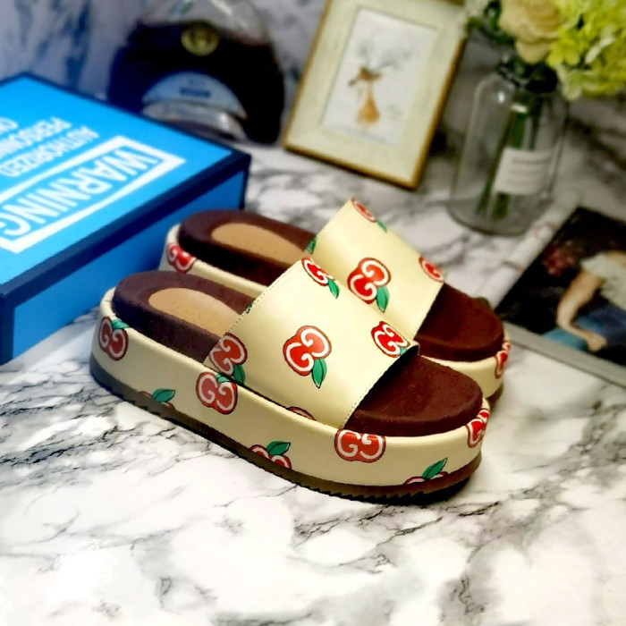 Gucci Mens Shoes Sandals Slides Slippers Luxury Brand Thick Sole Design with Original Box
