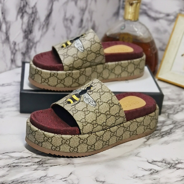 Gucci Mens Shoes Sandals Slides Slippers Luxury Brand Thick Sole Design with Original Box