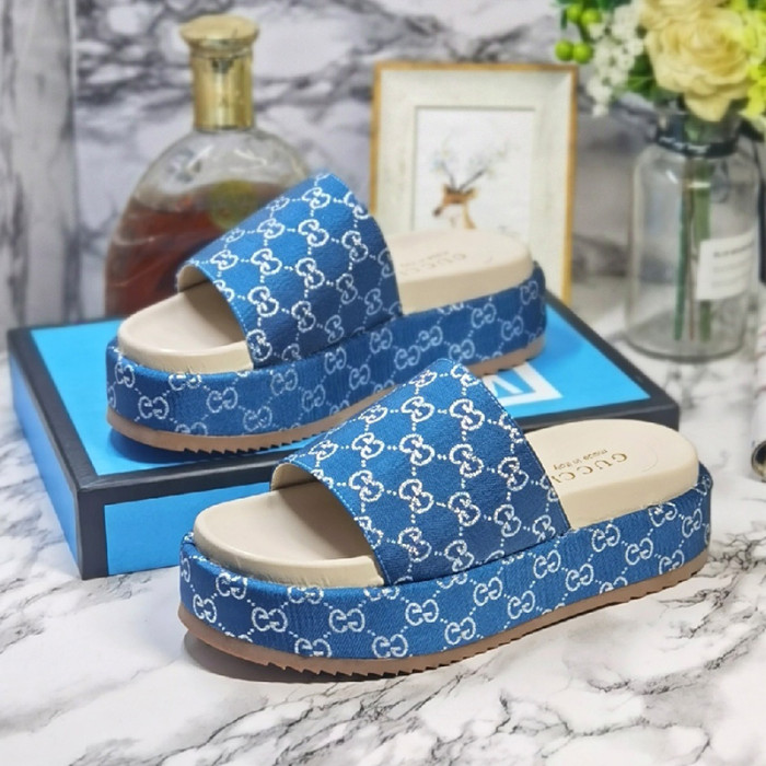 Gucci Mens Shoes Sandals Slides Slippers Luxury Brand Thick Sole Design with Original Box