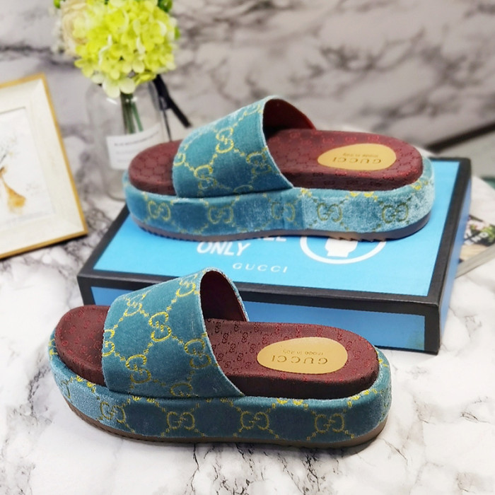 Gucci Mens Shoes Sandals Slides Slippers Luxury Brand Thick Sole Design with Original Box