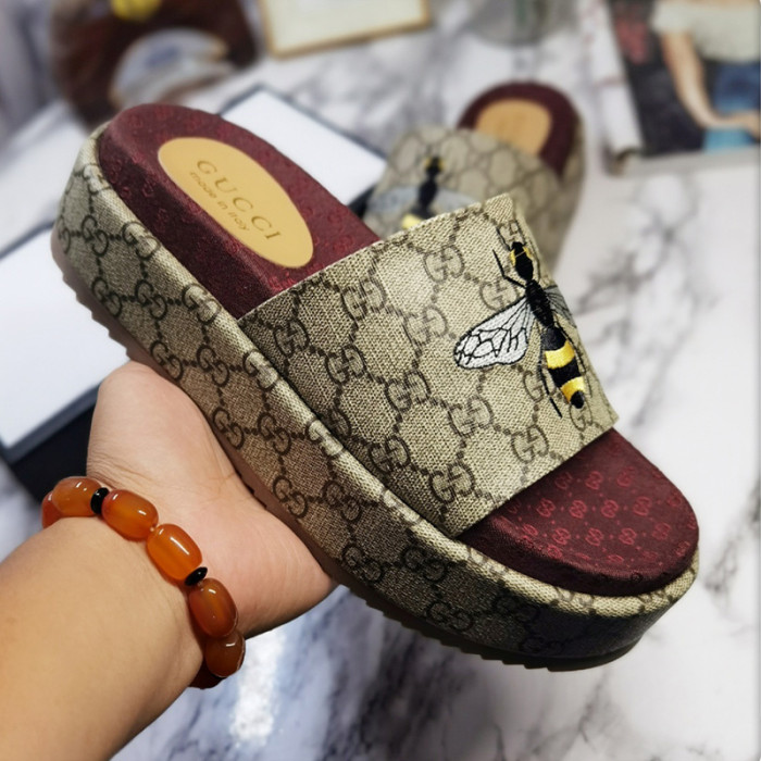 Gucci Mens Shoes Sandals Slides Slippers Luxury Brand Thick Sole Design with Original Box