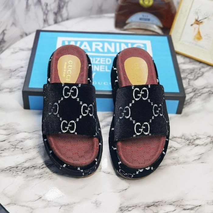 Gucci Mens Shoes Sandals Slides Slippers Luxury Brand Thick Sole Design with Original Box