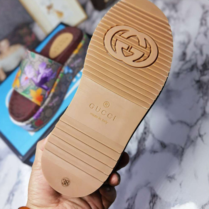 Gucci Mens Shoes Sandals Slides Slippers Luxury Brand Thick Sole Design with Original Box