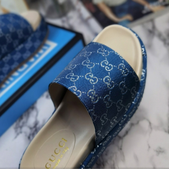 Gucci Mens Shoes Sandals Slides Slippers Luxury Brand Thick Sole Design with Original Box