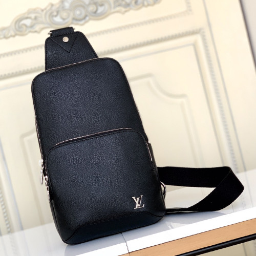 Louis Vuitton Mens Bags Luxury Brand Fashion Type Avenue Sling Bag M30443 Black Taiga cowhide leather with Original Box