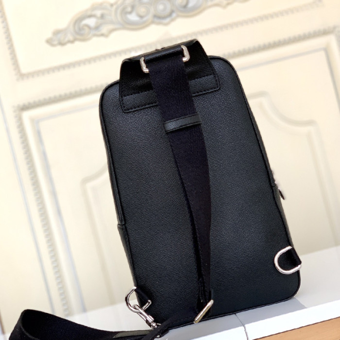 Louis Vuitton Mens Bags Luxury Brand Fashion Type Avenue Sling Bag M30443 Black Taiga cowhide leather with Original Box