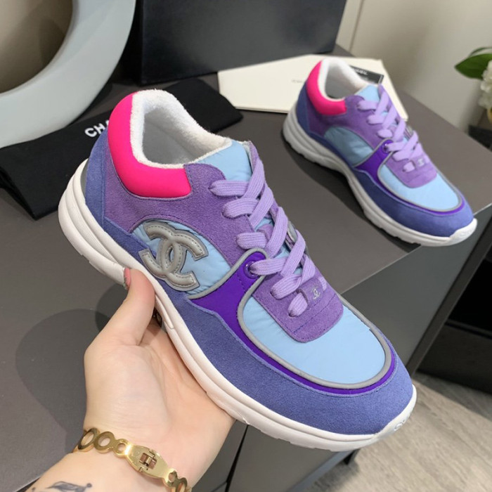 Chanel Women Shoes Sneakers Lace-Up Design Luminous Luxury Brand Sports Shoes with Original Box