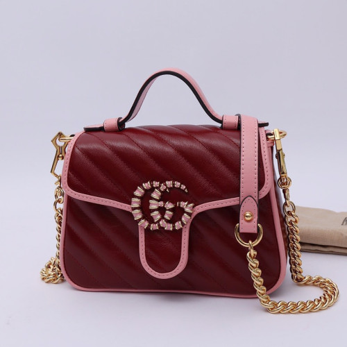 Gucci Womens Bags Handbags Shoulder Messenger Bags Luxury Brand GG Marmont mini top handle bag with Original Box