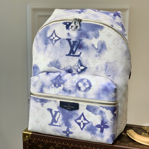 Louis Vuitton Mens Bags Backpacks Luxury Brand Fashion Type DISCOVERY BACKPACK Monogram Watercolor Blue coated canvas with Original Box M45760