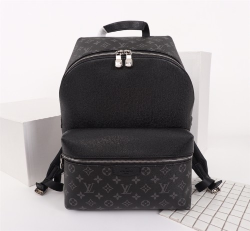 Louis Vuitton Mens Bags Backpacks Luxury Brand Fashion Type Discovery Backpack PM Black Taiga cowhide leather and Monogram Eclipse coated canvas M30230 with Original Box