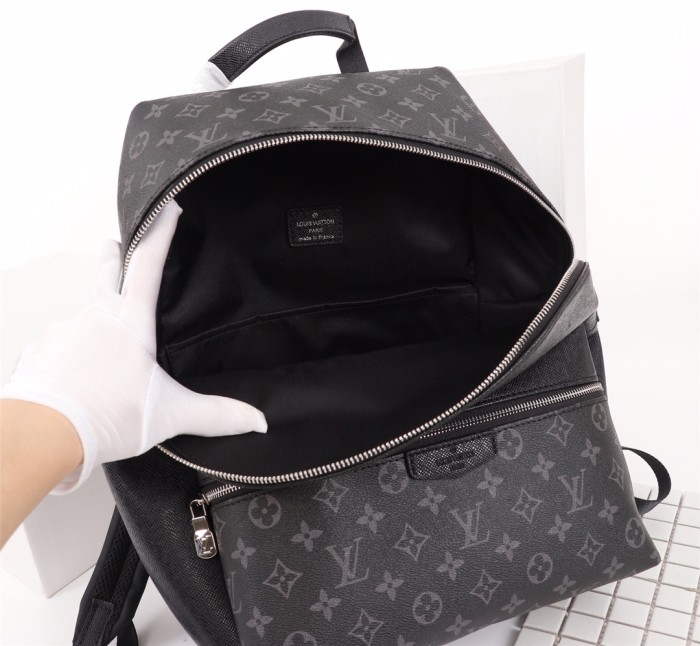 Louis Vuitton Mens Bags Backpacks Luxury Brand Fashion Type Discovery Backpack PM Black Taiga cowhide leather and Monogram Eclipse coated canvas M30230 with Original Box