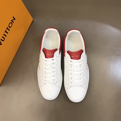 Louis Vuitton Men Shoes Fashion Casual Fashion Sneakers Luxury Black Luxembourg Sneaker 1A8XYW Red / White Perforated calf leather with Original Box
