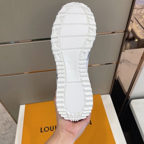 Louis Vuitton Men Shoes Sports RUN AWAY SNEAKER Running Design Luxury Brand with Original Box 1A8V4U Silver Monogram-embossed grained calf leather and metallic calf leather