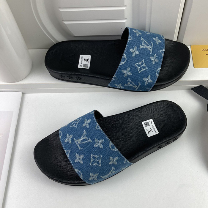 Louis Vuitton Men Shoes Slippers Sandals Flip Flop Luxury Brand WATERFRONT MULE with Original Box