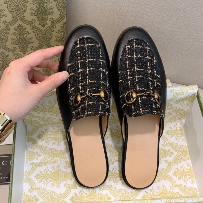 Gucci Womens Shoes Slippers Slides Casual Design Luxury Brand Leather Princetown leather slipper with Original Box