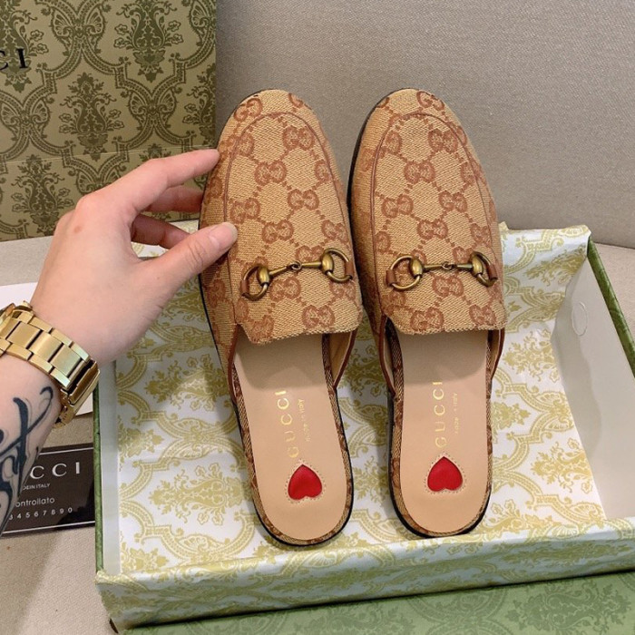Gucci Womens Shoes Slippers Slides Casual Design Luxury Brand Leather Princetown leather slipper with Original Box