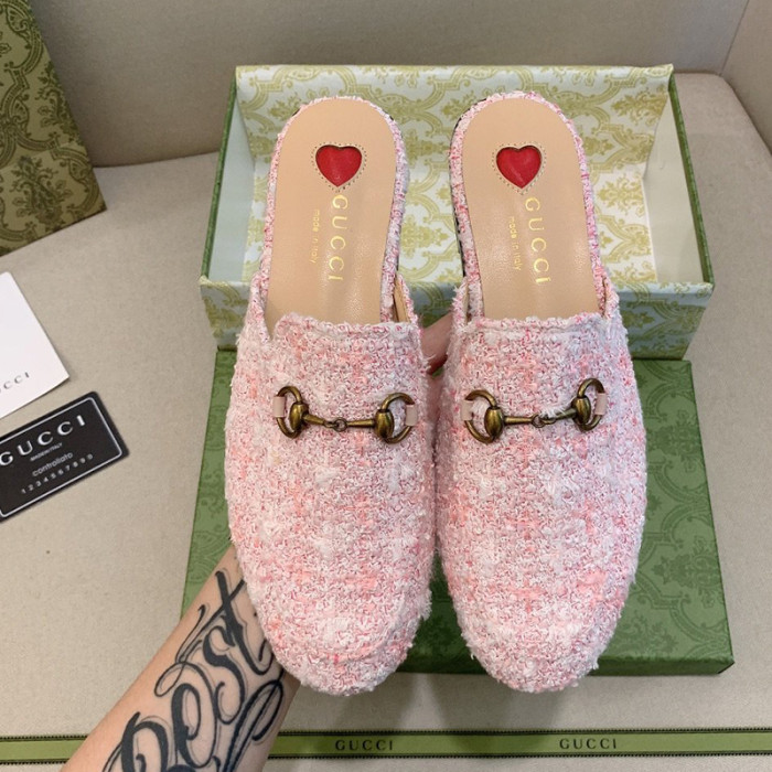 Gucci Womens Shoes Slippers Slides Casual Design Luxury Brand Leather Princetown leather slipper with Original Box
