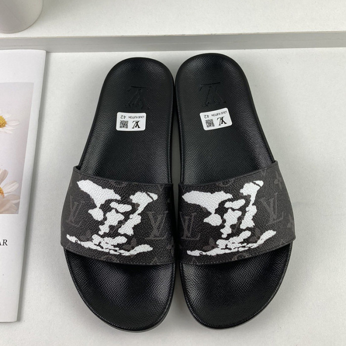 Louis Vuitton Men Shoes Slippers Sandals Flip Flop Luxury Brand WATERFRONT MULE with Original Box