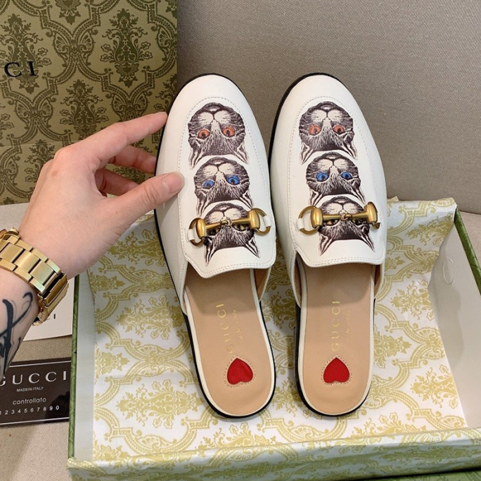 Gucci Womens Shoes Slippers Slides Casual Design Luxury Brand Leather Princetown leather slipper with Original Box