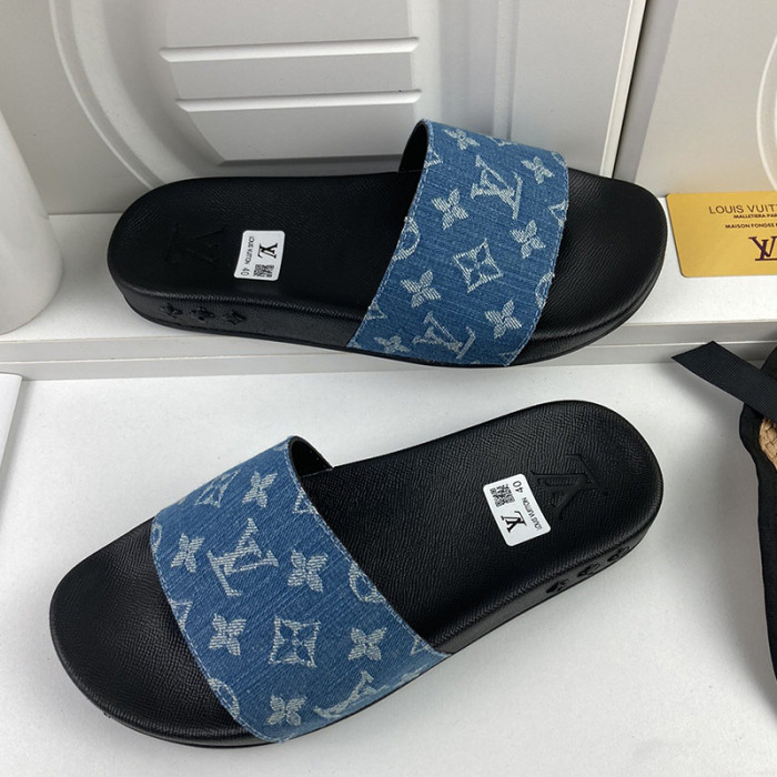Louis Vuitton Men Shoes Slippers Sandals Flip Flop Luxury Brand WATERFRONT MULE with Original Box