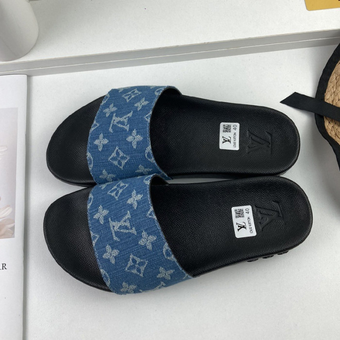 Louis Vuitton Men Shoes Slippers Sandals Flip Flop Luxury Brand WATERFRONT MULE with Original Box