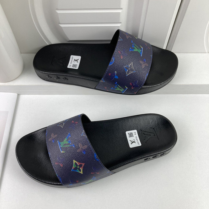 Louis Vuitton Men Shoes Slippers Sandals Flip Flop Luxury Brand WATERFRONT MULE with Original Box
