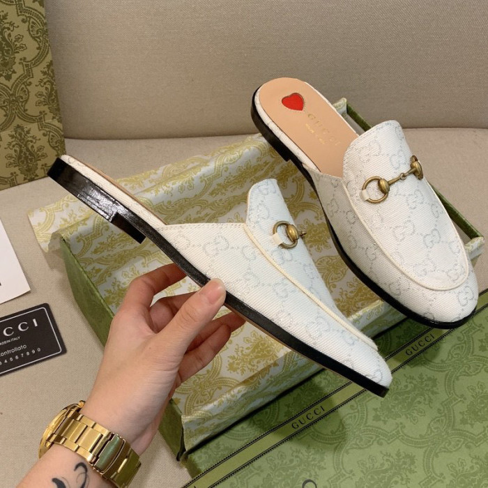 Gucci Womens Shoes Slippers Slides Casual Design Luxury Brand Leather Princetown leather slipper with Original Box