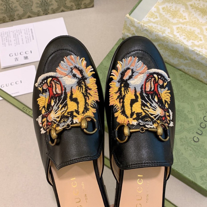 Gucci Womens Shoes Slippers Slides Casual Design Luxury Brand Leather Princetown leather slipper with Original Box