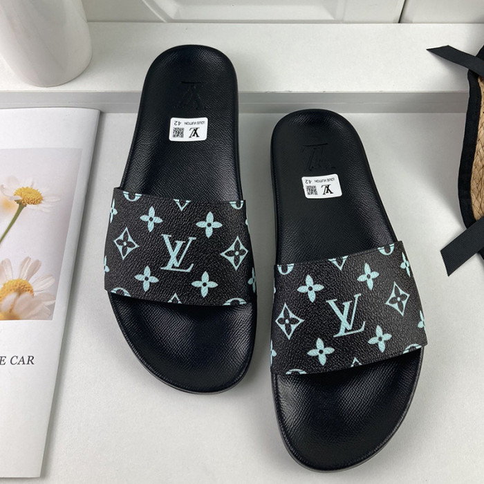 Louis Vuitton Men Shoes Slippers Sandals Flip Flop Luxury Brand WATERFRONT MULE with Original Box